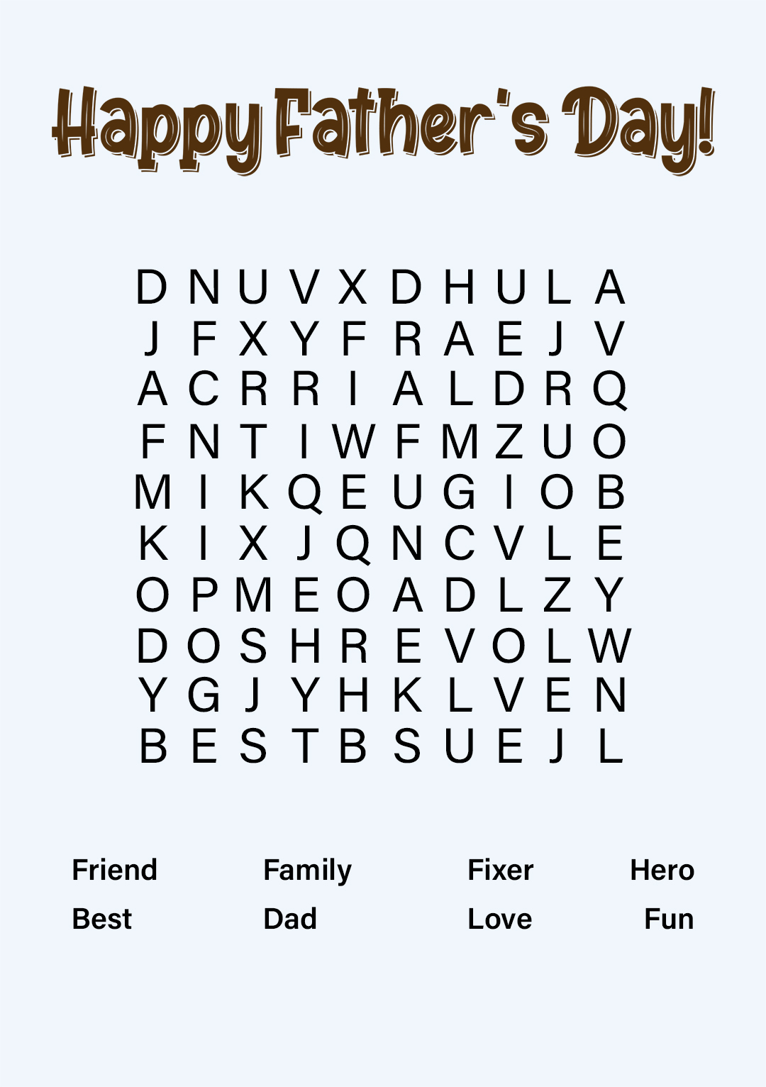 Happy Father's Day- Fun Wordsearch Greeting Card