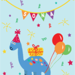Breithlá Sona - Cute Dinosaur Card