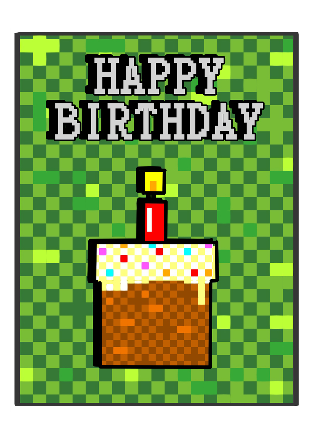 Happy Birthday - Minecraft Inspired Birthday Card