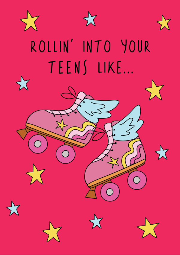 Rolling Into Your Teens Like... Cute Birthday Card