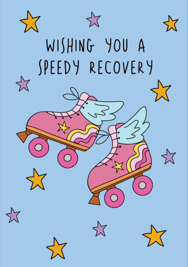 Wishing You A Speedy Recovery | Cute Roller Skates Card