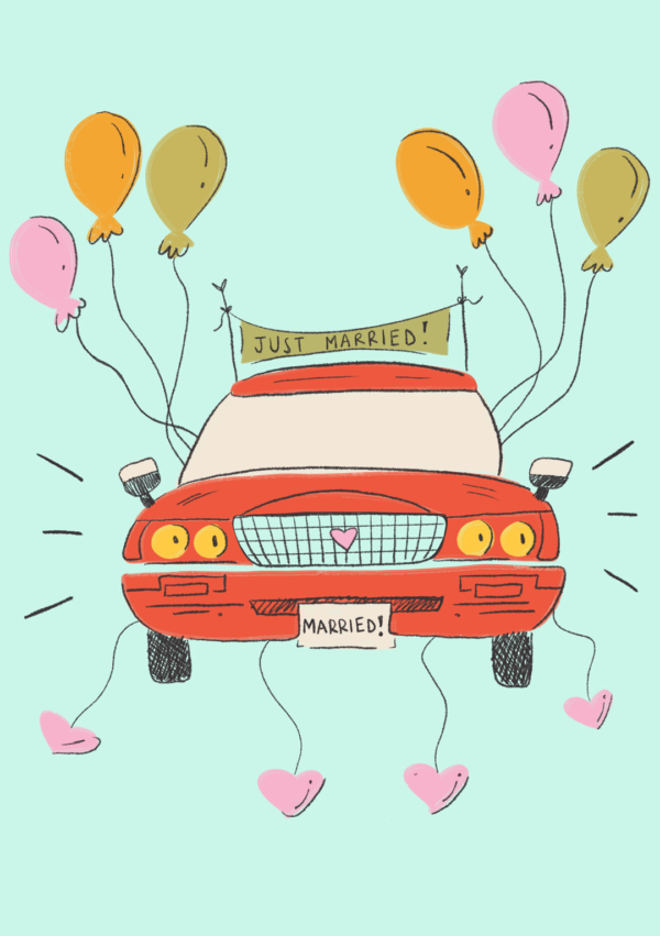 Just Married Car - Wedding Card