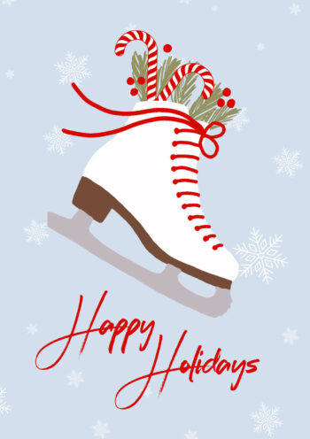 Happy holiday Ice Skating - Christmas Card