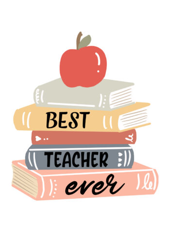 Best Teacher Ever - Cute Books Card