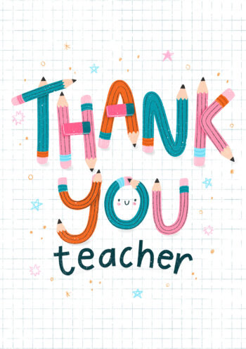 Thank You Teacher Cute Pencil Card