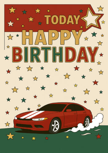 Todays Racer Car - Kids Birthday Card