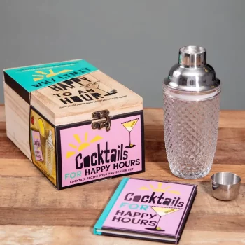 Happy Hour Cocktail Recipe Book + Shaker