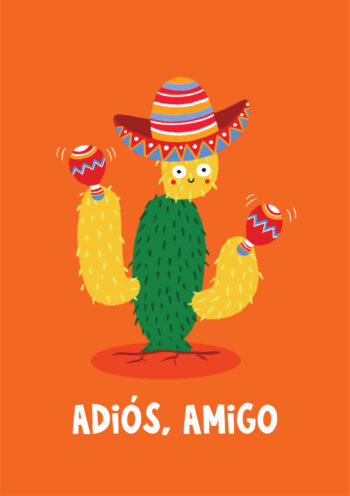 Adiós, Amigo - Cute Cactus Goodbye Card