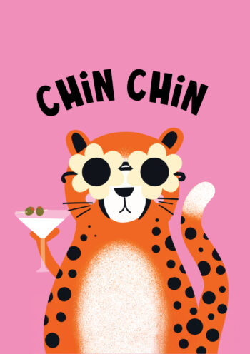 Chin Chin Groovy Leopard Card