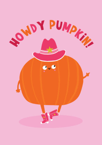 Cute Cowboy Pumpkin Greeting Card