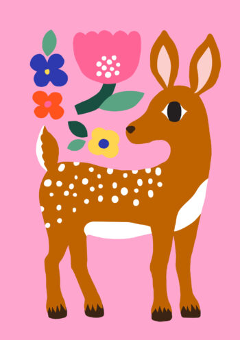 Cute Floral Bambi Card