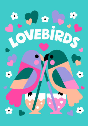 Cute Lovebirds Greeting Card