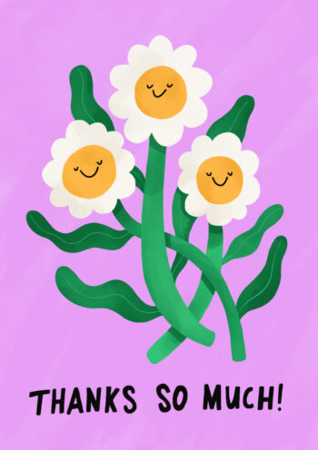 Cute Smiling Daisies Thank You Card