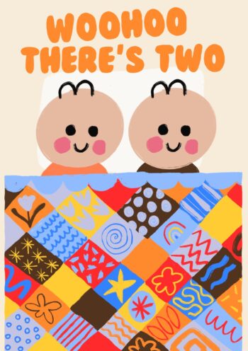Cute Twins Patchwork Card