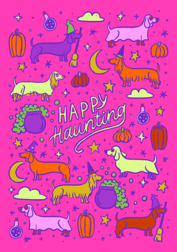 Happy Haunting - Cute Dog Halloween Card