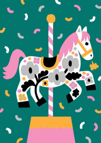 Quirky Carousel Horse Card