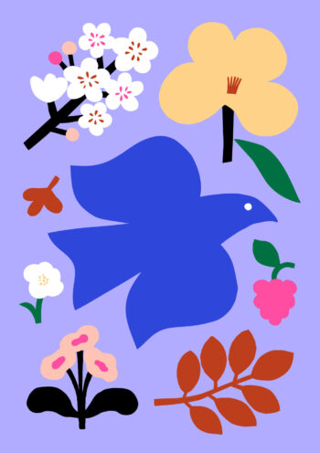 Quirky Floral Bluebird Card