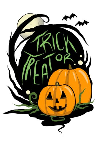 Trick Or Treat Spooky Pumpkin Halloween Card