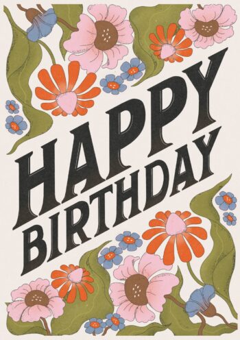 Vintage Flower Birthday Card