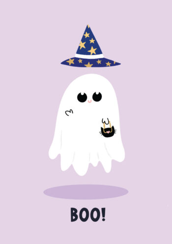 BOO! Cute Friendly Ghost Card