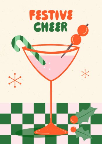 Festive Cheer Martini Christmas Card