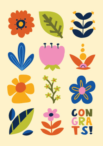 Funky Flowers Congrats Card