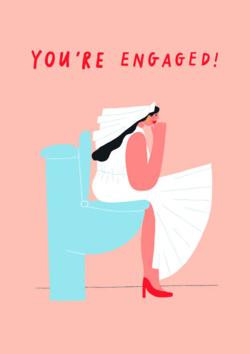 Funny Bride on The Toilet Engagement Card