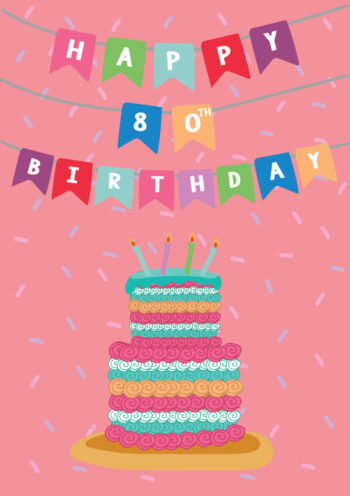 Happy 80th Birthday Cake Card