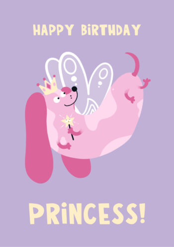 Happy Birthday Princess! Cute Pink Puppy Card
