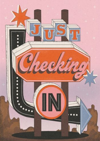 Just Checking In - Retro Greeting Card