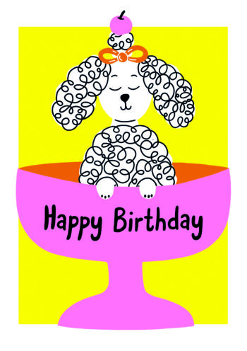 Scribbly Poodle Birthday Card