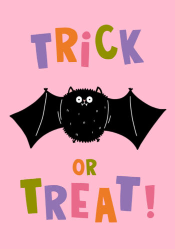 Trick Or Treat! Cute Bat Halloween Card