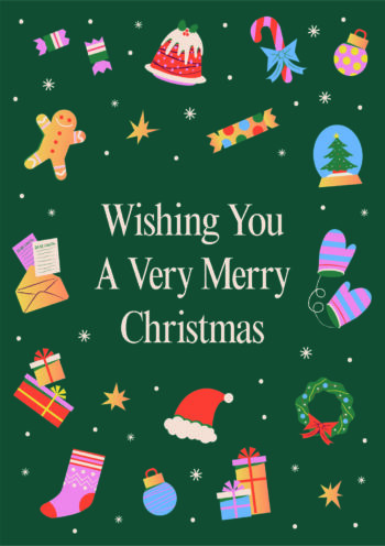Wishing You a Very Merry Christmas Cute Card