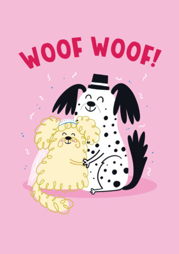 Woof Woof! Cute Dogs Wedding Card