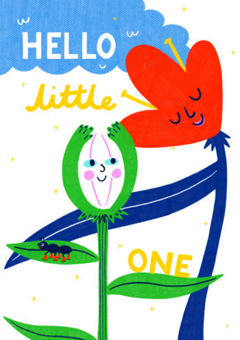 Abstract Flowers - New Baby Card