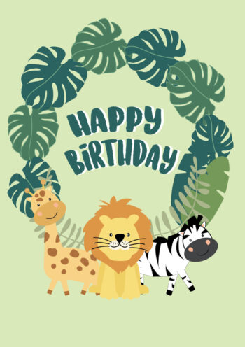 Cute Jungle Animals Birthday Card