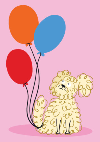Cute Puppy With Balloons Greeting Card