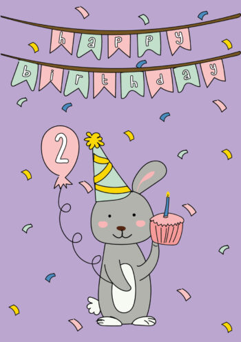 Happy 2nd Birthday Cute Bunny Card