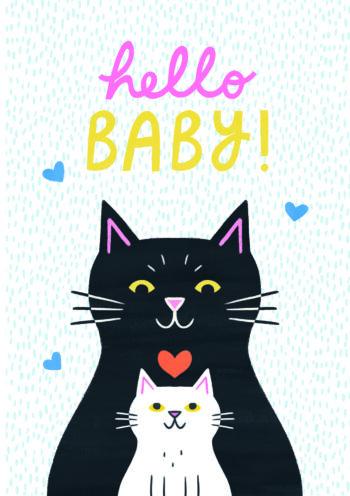 Hello Baby - Cute Cat And Kitten