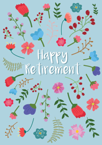 Pretty Blue Floral Retirement Card