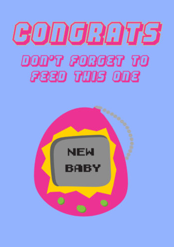 Tamagotchi Inspired New Baby Card