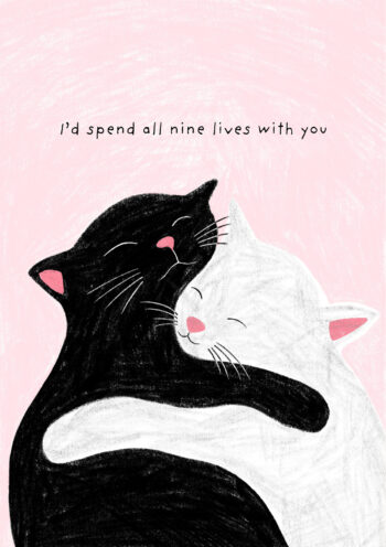 Cuddling Cats Nine Lives Card