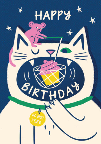 Happy Birthday - Funky Cat and Mouse Card