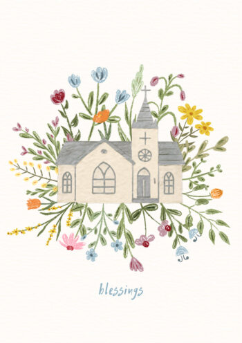 Blessings - Church & Flowers Card