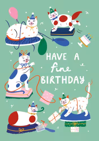 Have A Fine Birthday Cats Card